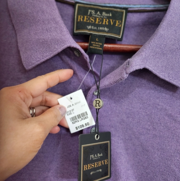 JoS. A.Bank RESERVE LONG SLEEVE 10% SILK 90% COTTON MEN'S SWEATER  L - Picture 3 of 11